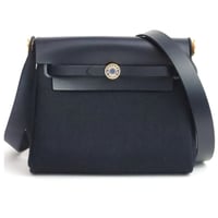HERMES Herbag Zip Mini 20 Shoulder Bag Toile H Vache Hunter Blue Indigo #19568
