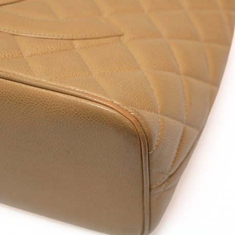 CHANEL Medallion Tote Bag Quilted Caviar Beige #76194