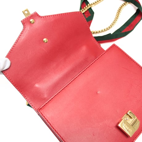 GUCCI Mini Sylvie Web Shoulder Bag Leather Red #76204