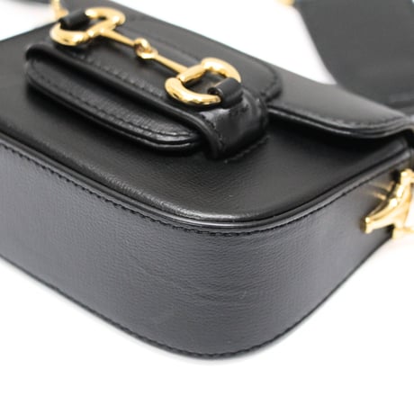 GUCCI Mini Horsebit 1955 Wallet on Strap Calfskin Black #75465