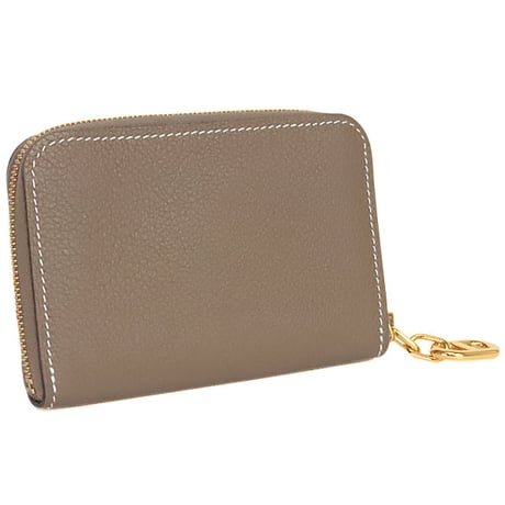 HERMES Zipengo Compact Coin Holder Evercolor Leather Étoupe #20351