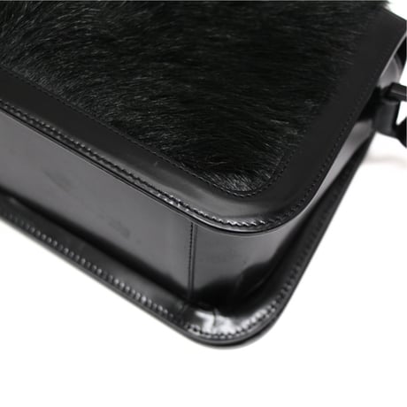 CELINE Vintage Shoulder Bag Pony Hair Leather Black #74060