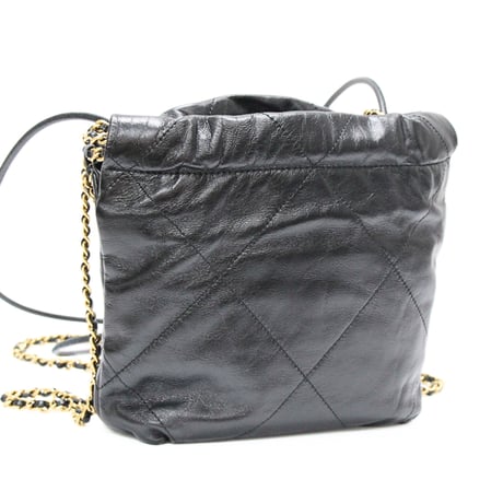 CHANEL 22 Mini Handbag Shiny Calfskin Black #76785