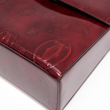 Cartier Happy Birthday Top Handle Flap Bag Leather Burgundy ＃75889