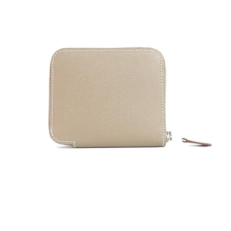 HERMES Azap Compact Silk'In Wallet Epsom Leather Etoupe #19987
