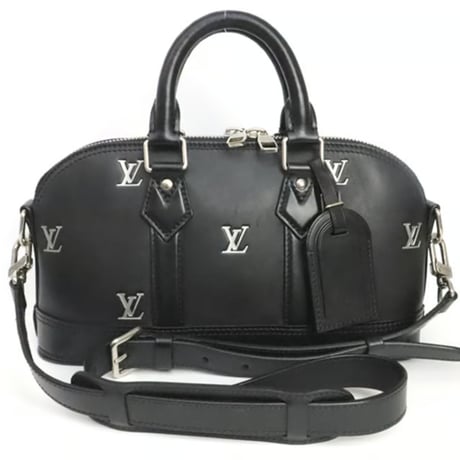 Louis Vuitton Alma EW Handbag LV Blazon Leather Black M24529 #19893