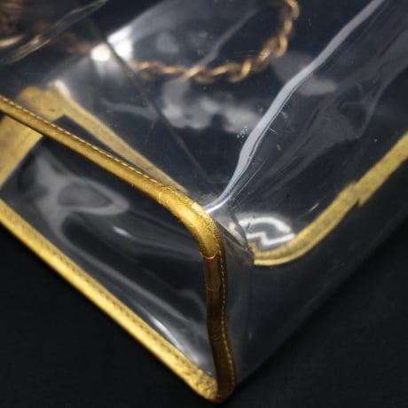 CHANEL Shopper Tote Bag Vinyl Gold #75535