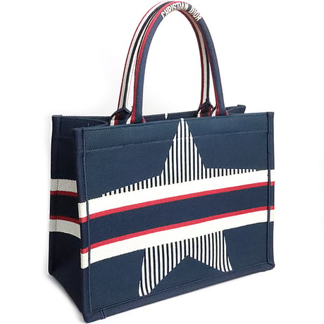 Christian Dior Medium Alps Star Book Tote Bag Canvas Navy #19528
