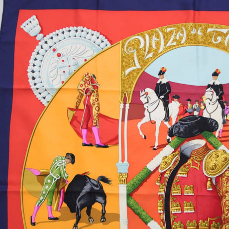 HERMES Carre 90 Silk 100% Scarf Stole "PLAZA DE TOROS" #76520