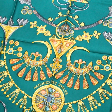 HERMES Carre 90 Silk 100% Scarf Stole "PARURES DES SABLES" #76752