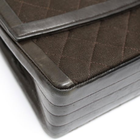 CHANEL Vintage Single Flap Bag Quilted Jersey Brown ＃76200