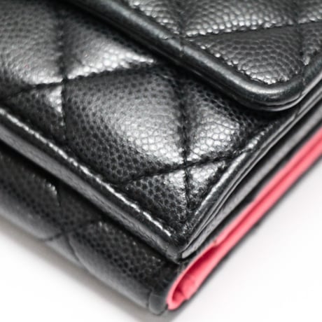 CHANEL Mesh CC Small Flap Wallet Quilted Caviar Black #75691