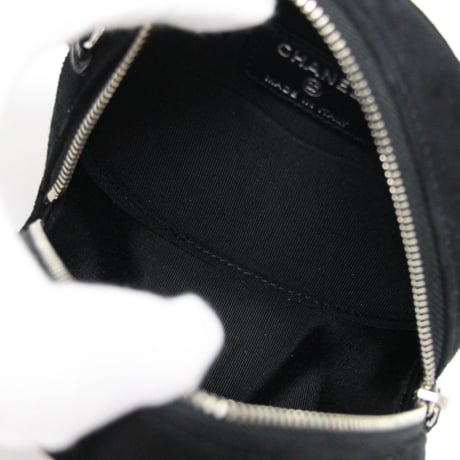CHANEL Cocostellar Round Clutch with Chain Quilted Suede Black #75685
