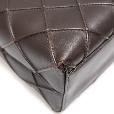 CHANEL Kelly Waffle Bag Quilted Leather Brown #75771