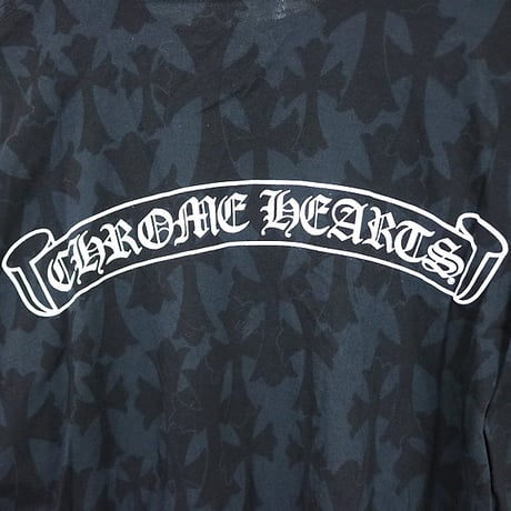 Chrome Hearts All-Over CH Cross Print Floral Cross Sleeve Horseshoe Long Sleeve #31916