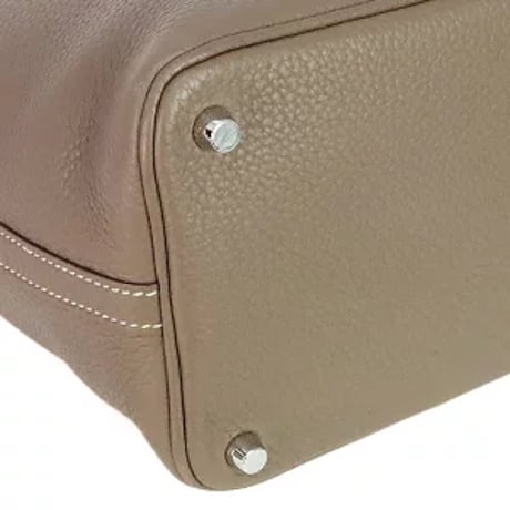 HERMES Picotin Lock PM Handbag Taurillon Clemence Leather Etoupe #20308