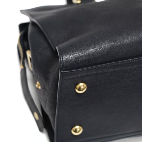 SAINT LAURENT PARIS Small Y Cabas Handbag Leather Navy #75940