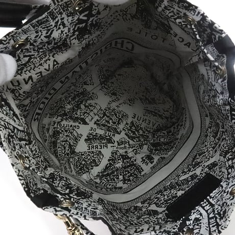 Christian Dior Plan de Paris Drawstring Pouch Nylon Black White #18971