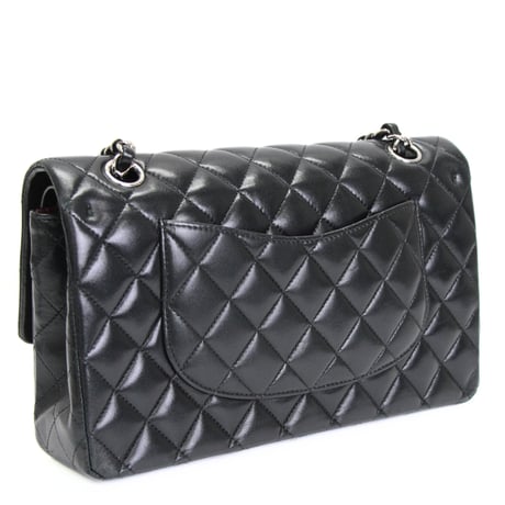 CHANEL Classic 25 Medium Double Flap Bag Quilted Lambskin Black #76590