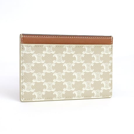 CELINE Triomphe Card Holder Canvas Beige #19747