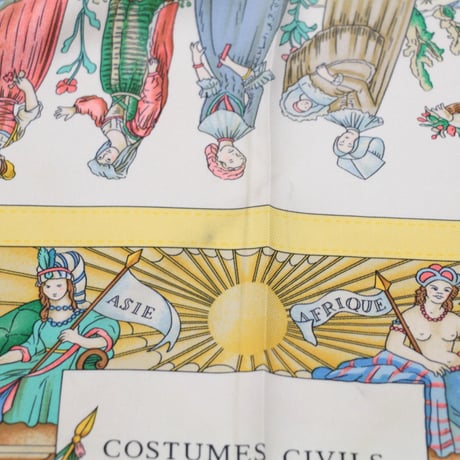 HERMES Carre 90 Silk 100% Scarf Stole "COSTUME CIVILS ACTUELS" #76421