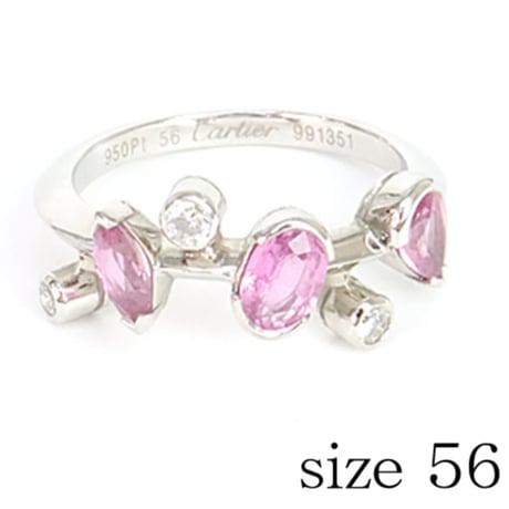 Cartier Meli Melo Ring Pink Sapphire Diamond Platinum #20069