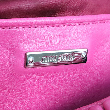 Miu Miu Matelasse Shoulder Bag with Bijou Chain Nappa Leather Pink #19842