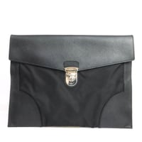 PRADA Clutch Bag Nylon Saffiano Leather Black 2VN089 #19575