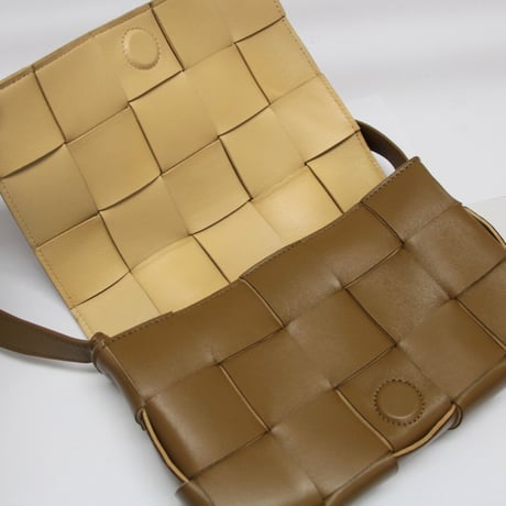 BOTTEGA VENETA Cassette Shoulder Bag Intrecciato Leather Brown #76283