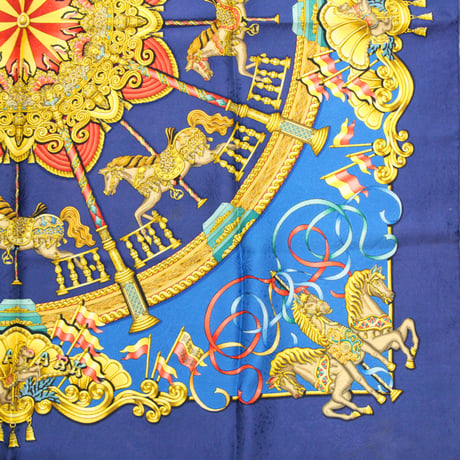 HERMES Carre 90 Silk 100% Scarf Stole "Luna Park" #76751