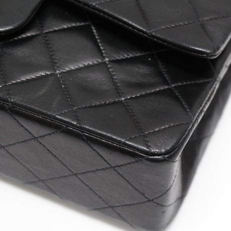 CHANEL Classic 23 Small Double Flap Bag Quilted Lambskin Black ＃76290
