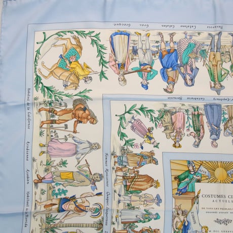 HERMES Carre 90 Silk 100% Scarf Stole "COSTUME CIVILS ACTUELS" #76525