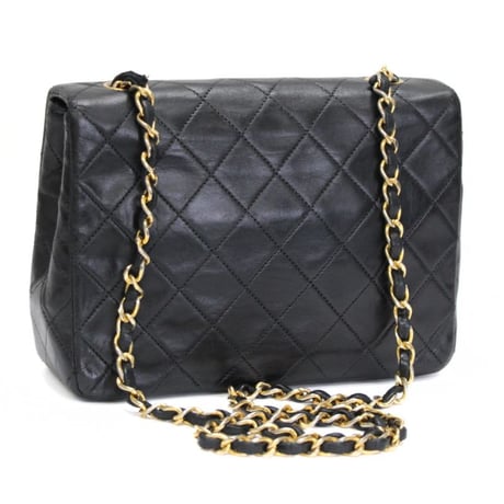CHANEL Mini Square 20 Flap Bag Quilted Lambskin Black ＃75472