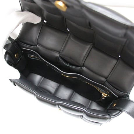BOTTEGA VENETA Cassette Shoulder Bag Padded Intrecciato Leather Black #76036