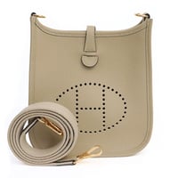 HERMES Evelyne TPM Shoulder Bag Taurillon Clemence Leather Craie #19553