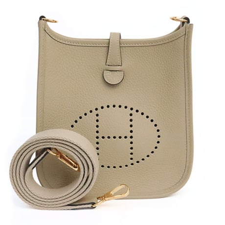 HERMES Evelyne TPM Shoulder Bag Taurillon Clemence Leather Craie #19553