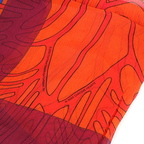 Chrome Hearts Brand-New Maplethorpe Silk Scarf Black Orange #31570