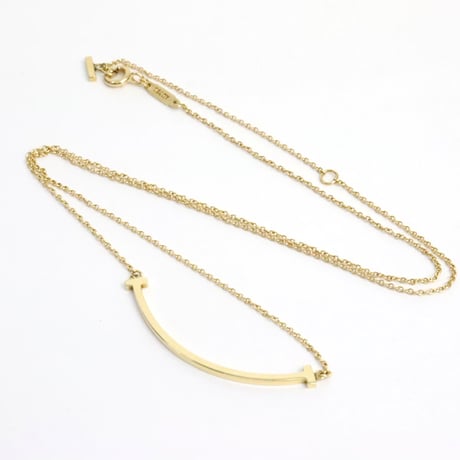 TIFFANY＆Co. Small T Smile Pendant Necklace 18K Yellow Gold #19571