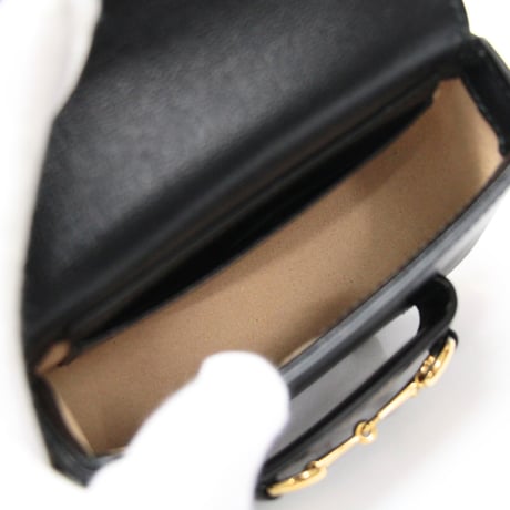 GUCCI Mini Horsebit 1955 Wallet on Strap Calfskin Black #75465