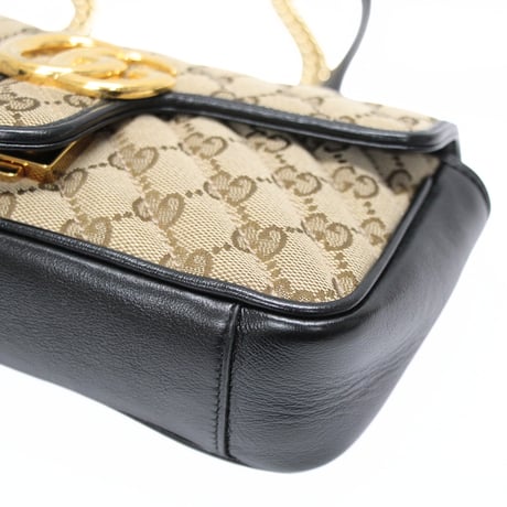 GUCCI Small GG Marmont Flap Bag Quilted GG Canvas Beige #76578