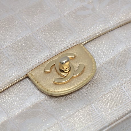 CHANEL Medium New Travel Ligne Flap Bag Quilted Nylon Beige #76784