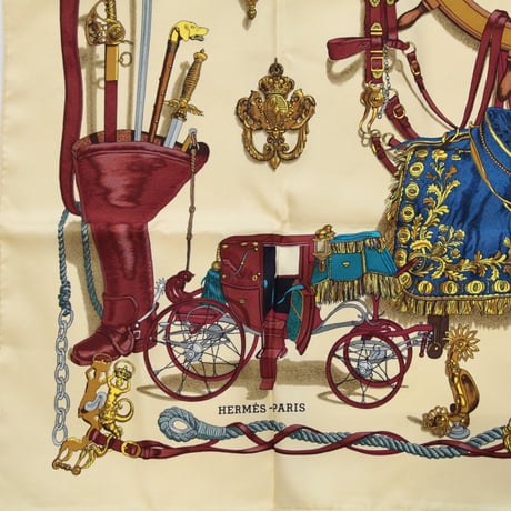 HERMES Carre 90 Silk 100% Scarf Stole "Musee" #76257