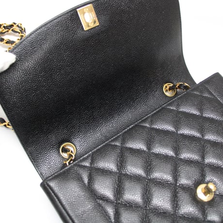 CHANEL Diana 25 Medium Flap Bag Quilted Caviar Black ＃75296