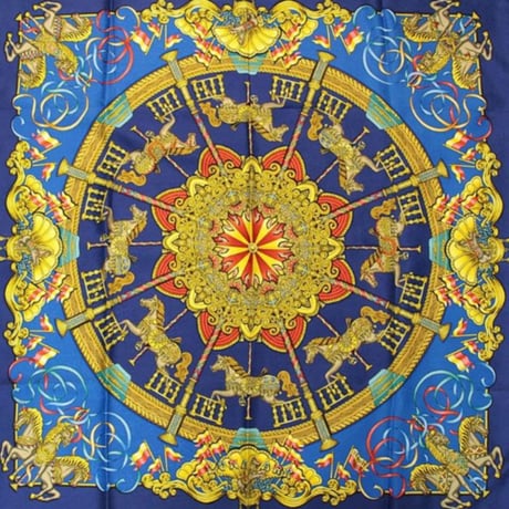 HERMES Carre 90 Silk 100% Scarf Stole "LUNA PARK" #76548