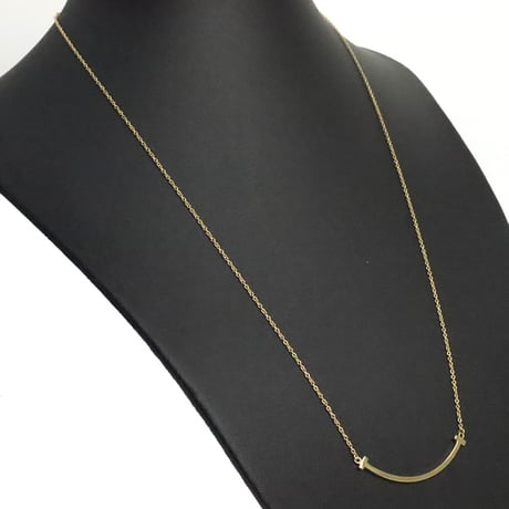 TIFFANY＆Co. Small T Smile Pendant Necklace 18K Yellow Gold #19571