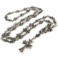 CHROME HEARTS Tiny FAT Cross ECH Plus Rosario Choke Chain Necklace #31546