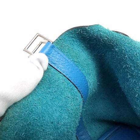 HERMES Picotin Lock PM Handbag Taurillon Clemence Leather Blue Zanzibar #19517