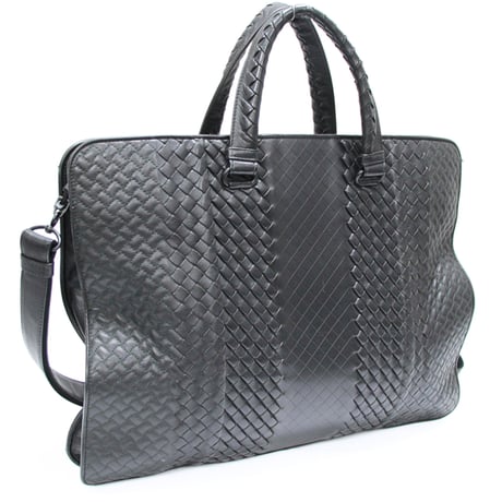 BOTTEGA VENETA Briefcase Intrecciato Leather Black #75640