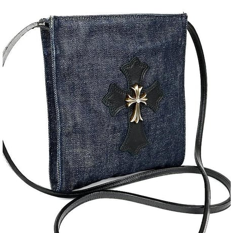 Chrome Hearts CH Cross Patch Square Pocket Denim Shoulder Bag #104227