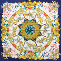 HERMES Carre 90 Silk 100% Scarf Stole "Luna Park" #74498